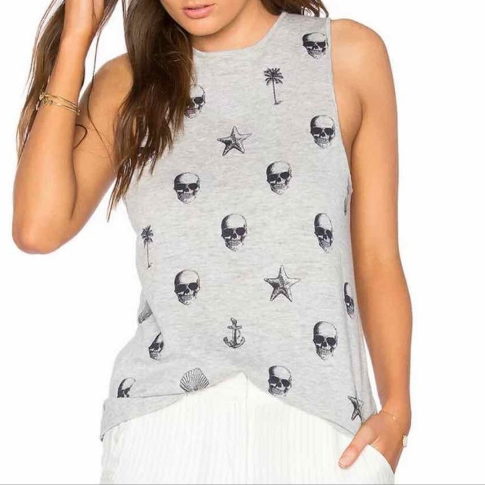 SKULL CASHMERE Jeanie Skull Beach Print Tank Size XS